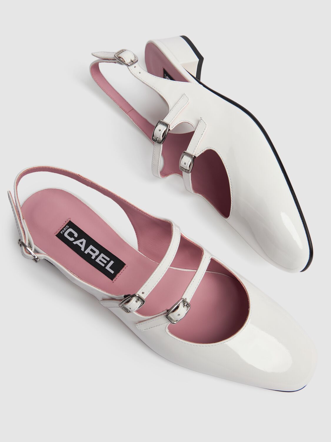Shop Carel 20mm Peche Patent Leather Slingbacks In White