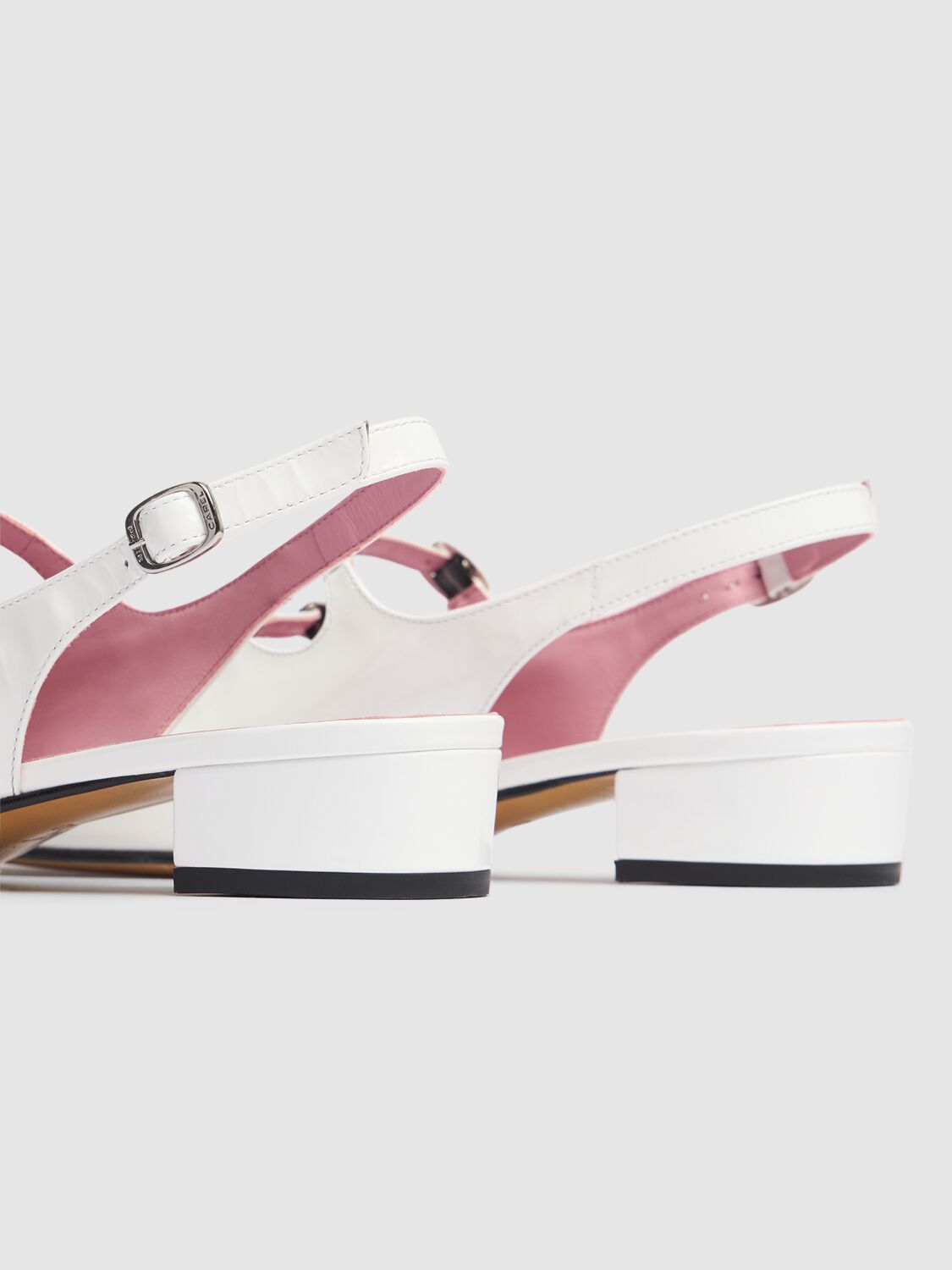 Shop Carel 20mm Peche Patent Leather Slingbacks In White