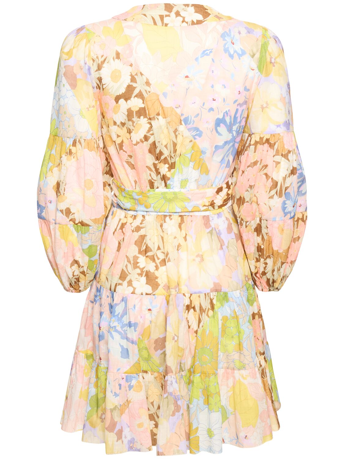 Shop Zimmermann Pop Printed Cotton Wrap Mini Dress In Multicolor