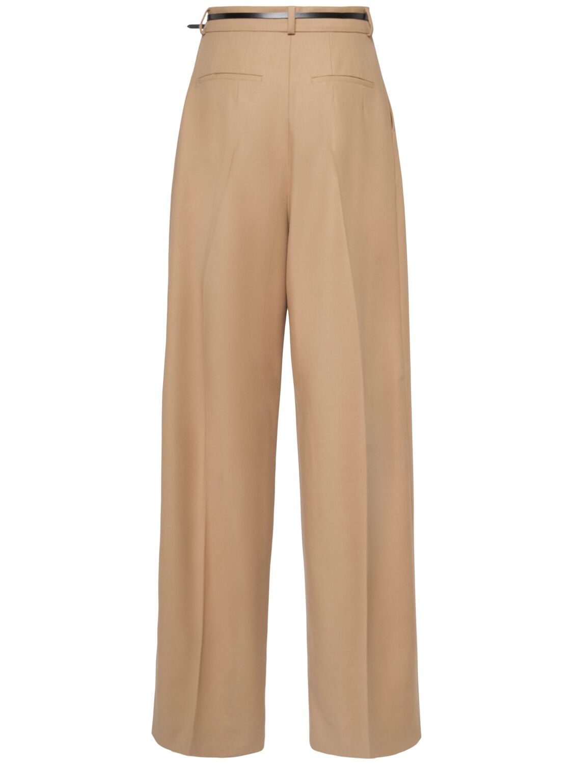 Shop Sportmax Kiens12 Flannel Wide Pants W/belt In Camel