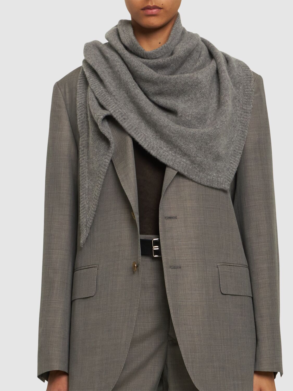 Shop Totême Triangle Wool & Cashmere Scarf In Grey