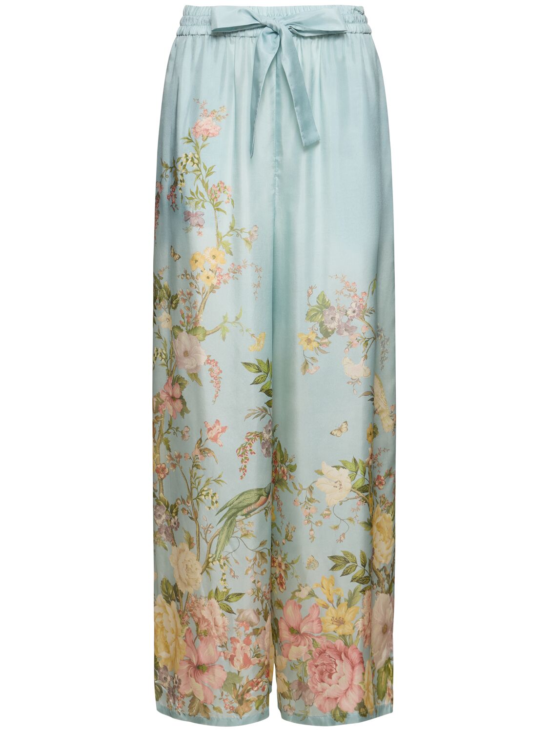 Shop Zimmermann Waverly Printed Silk Relaxed Pants In Blue,multi