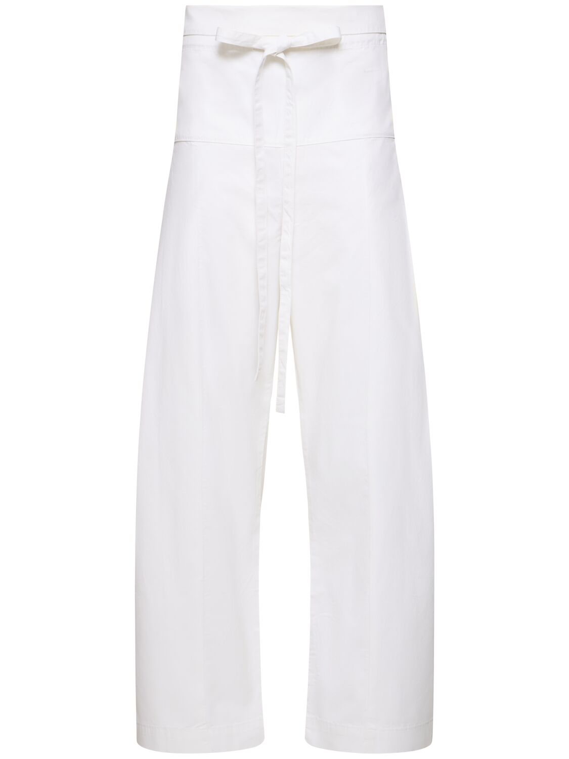 Matteau Tie-detailed Paneled Cotton Wide-leg Pants In White