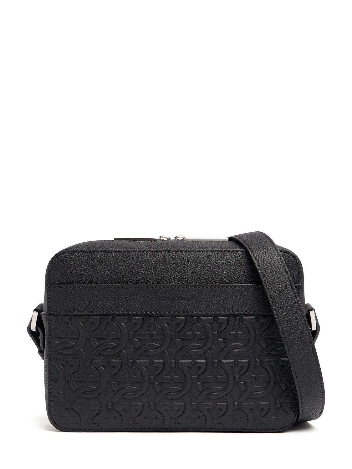 Ferragamo Logo Leather Shoulder Bag In Black