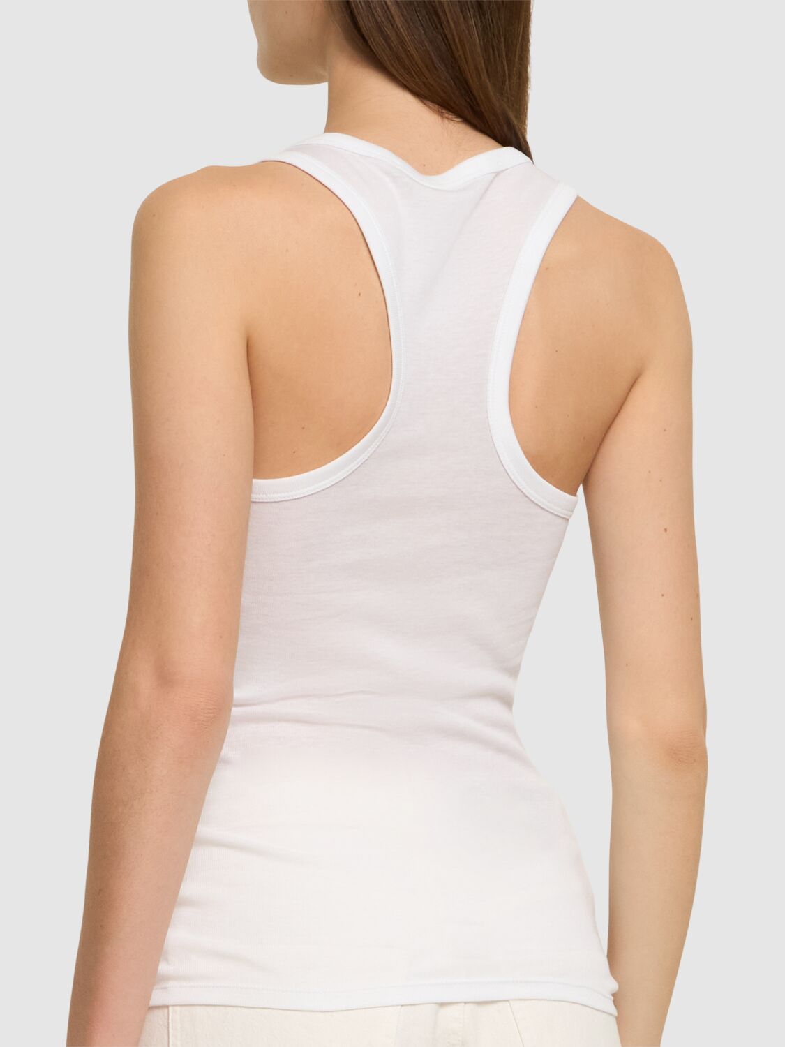 Shop Stella Mccartney Crystal Embellished Jersey Tank Top In White