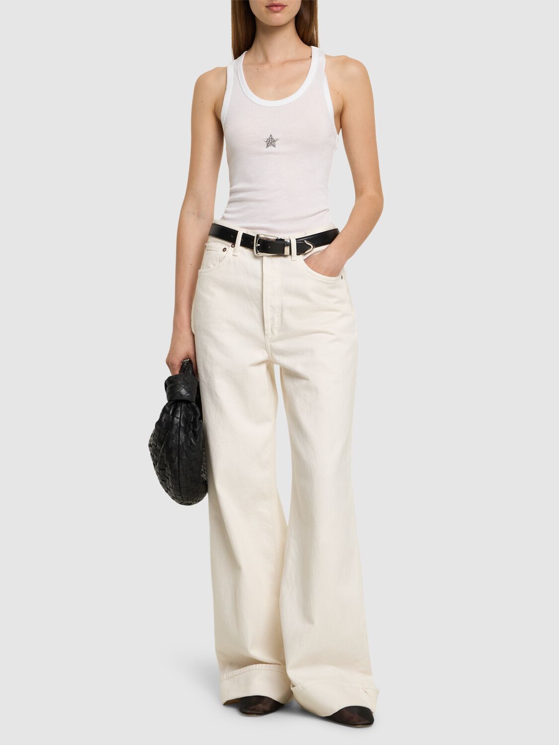 Shop Stella Mccartney Crystal Embellished Jersey Tank Top In White