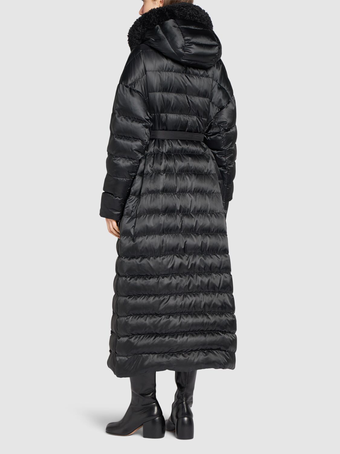 Shop Max Mara Novem Waterproof Down Long Jacket In Black