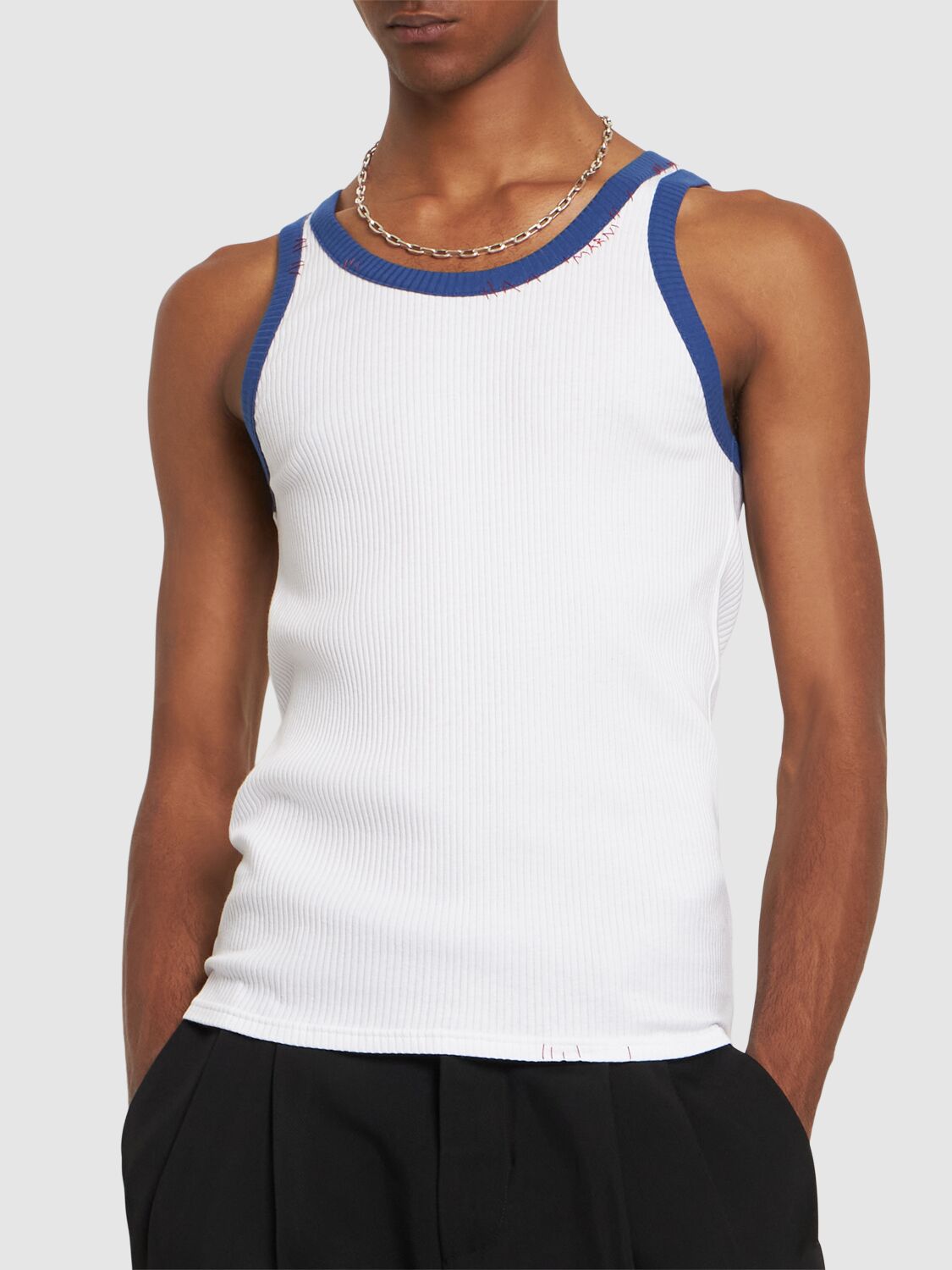 Shop Marni Ribbed Jersey Tank Top In White