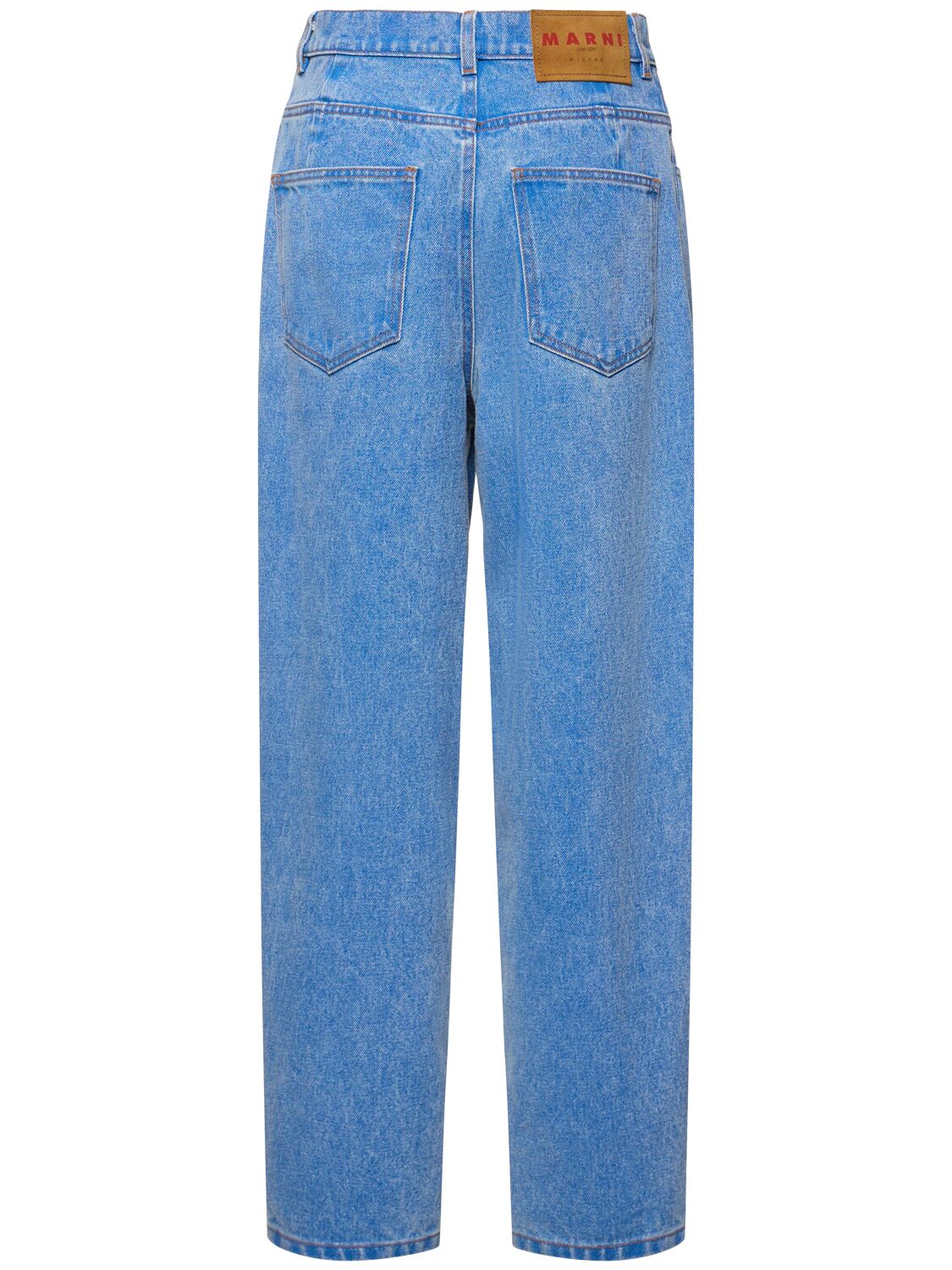 Shop Marni Denim Mid Rise Straight Jeans In Blue