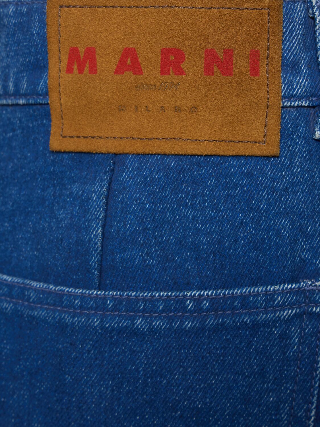 Shop Marni Denim Wide Leg Mid Rise Jeans In Blue