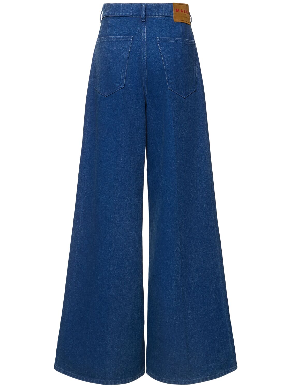 Shop Marni Denim Wide Leg Mid Rise Jeans In Blue