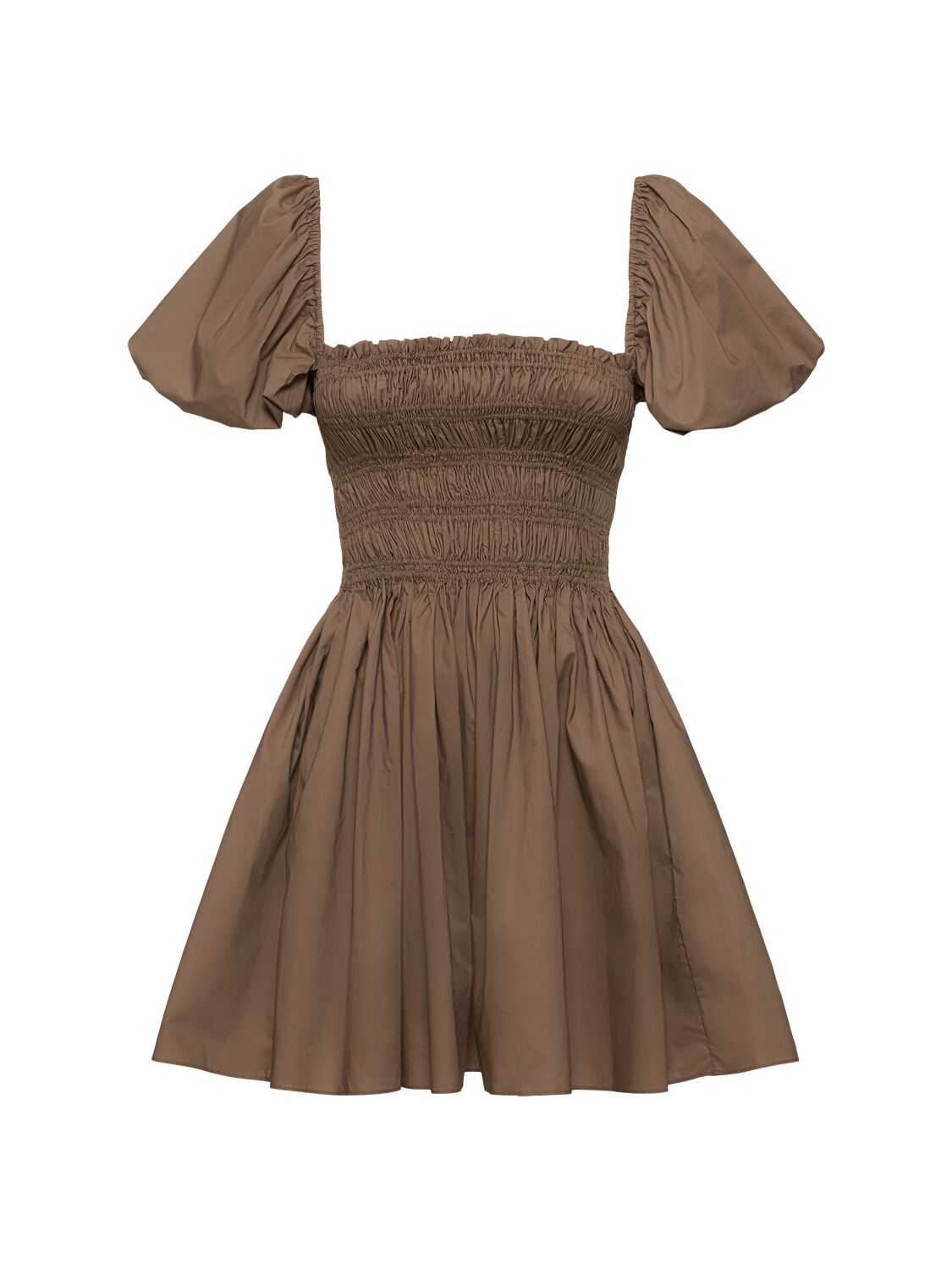 Matteau Ruffled Cotton Mini Dress In Brown