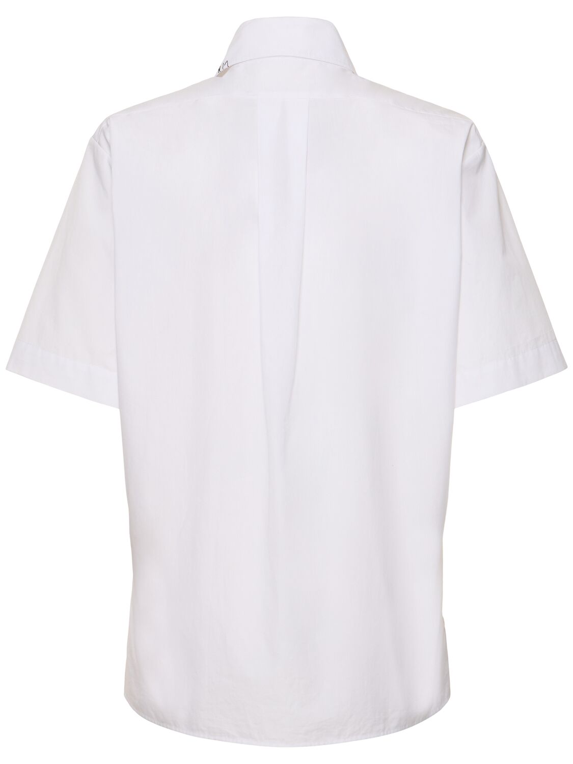 Shop Marni Logo Cotton Poplin Short Sleeve Shirt In White