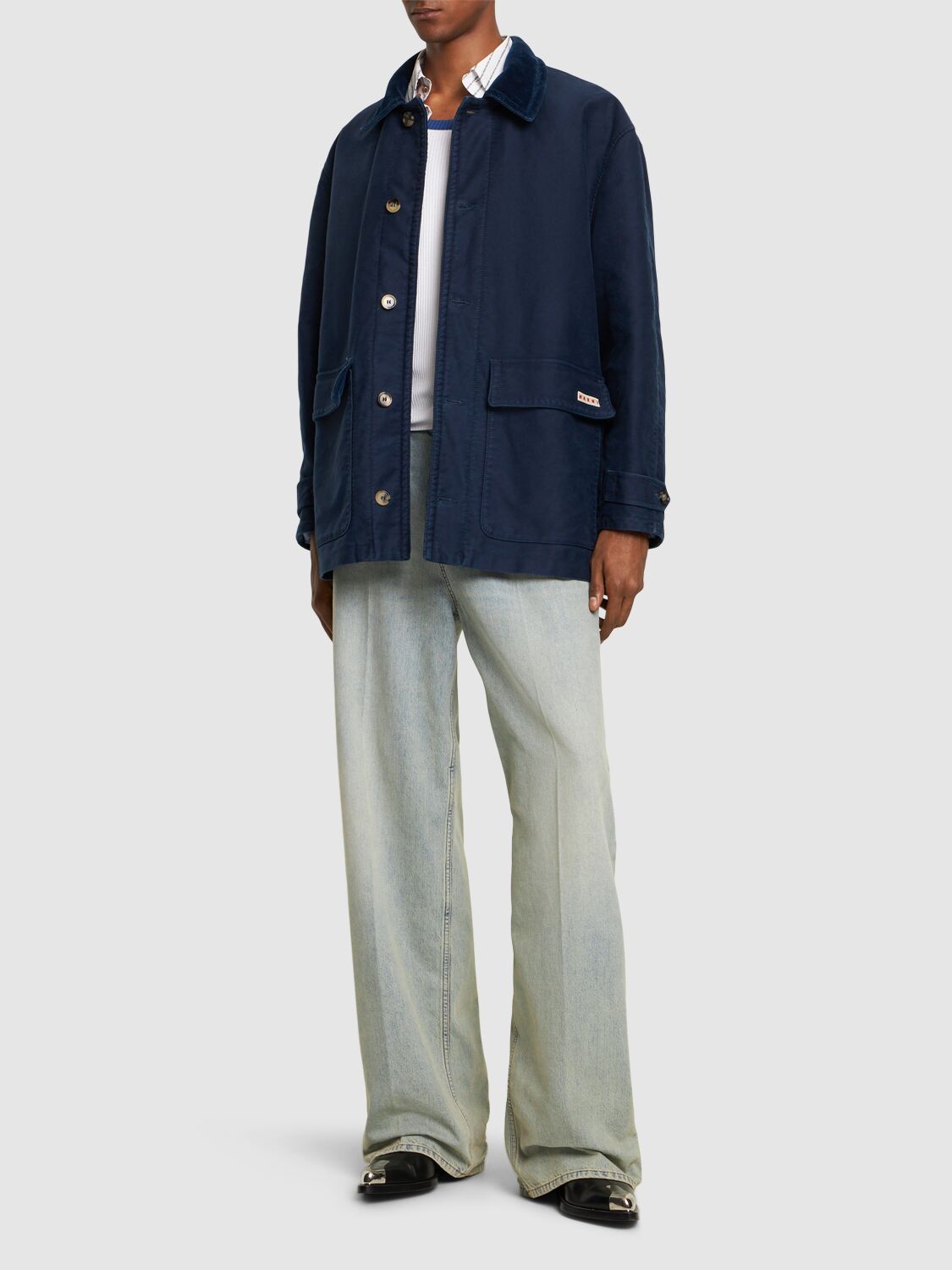 Shop Marni Overdyed Parka In Blue