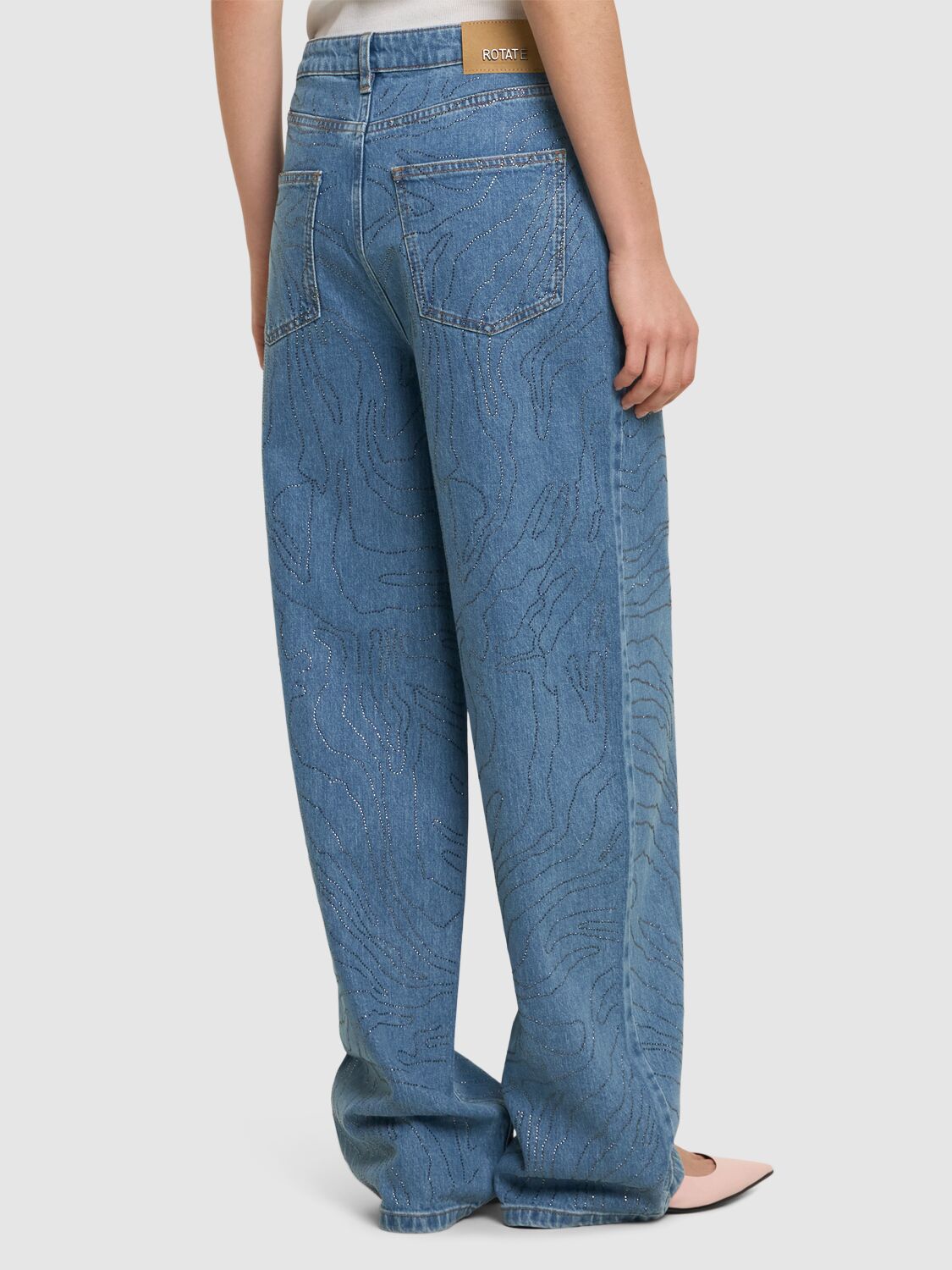 Shop Rotate Birger Christensen Dixie Stonewashed Wide Leg Jeans In Light Blue