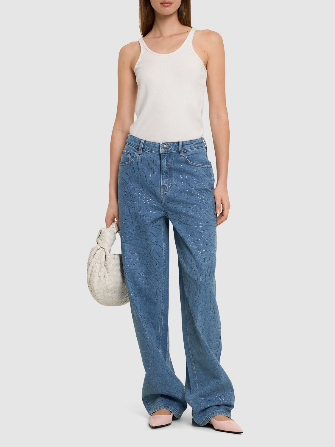 Shop Rotate Birger Christensen Dixie Stonewashed Wide Leg Jeans In Light Blue