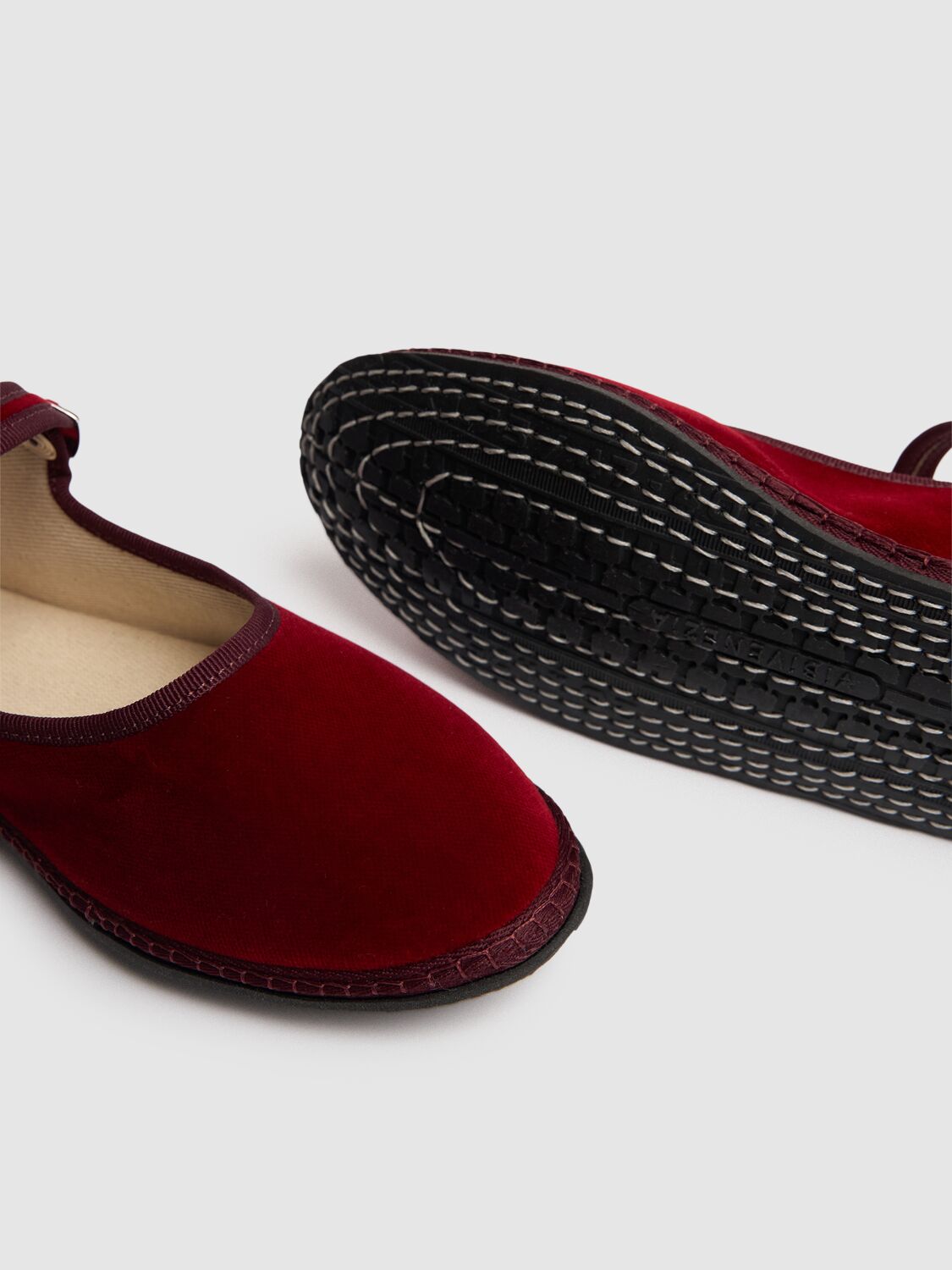 Shop Vibi Venezia 10mm Mary Jane Cherry Velvet Slippers In Red,dark Red