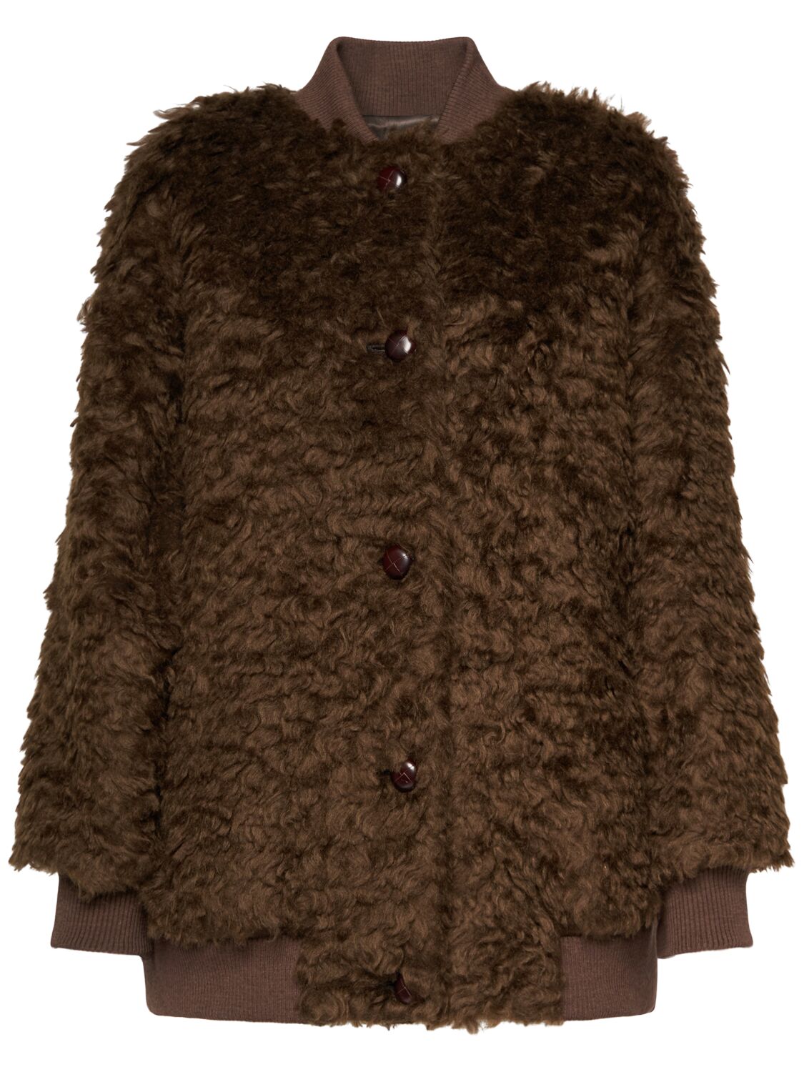 Weekend Max Mara Agiate Furry Short Coat In Brown