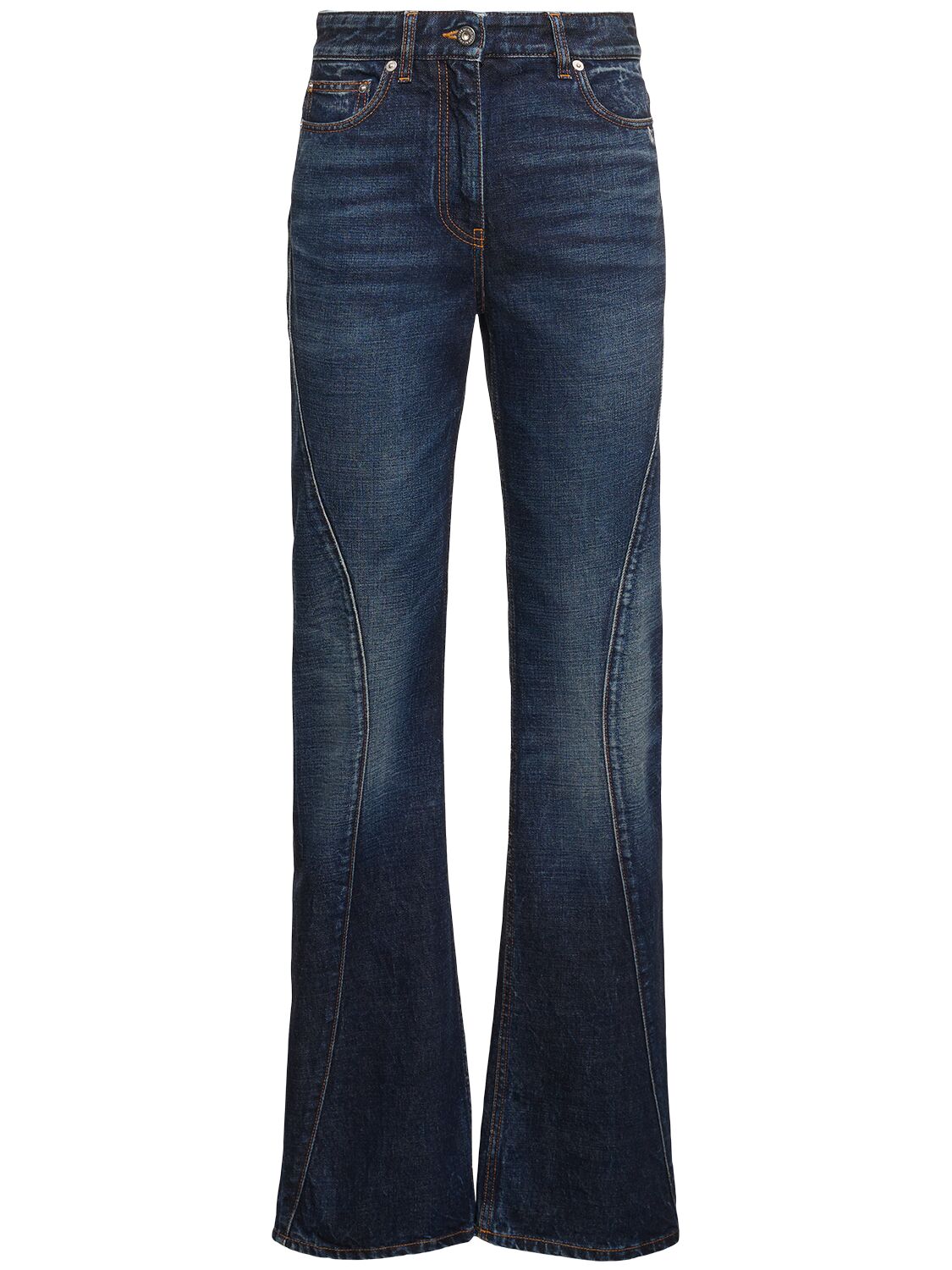Ferragamo Denim Medium Waist Straight Jeans In Blue