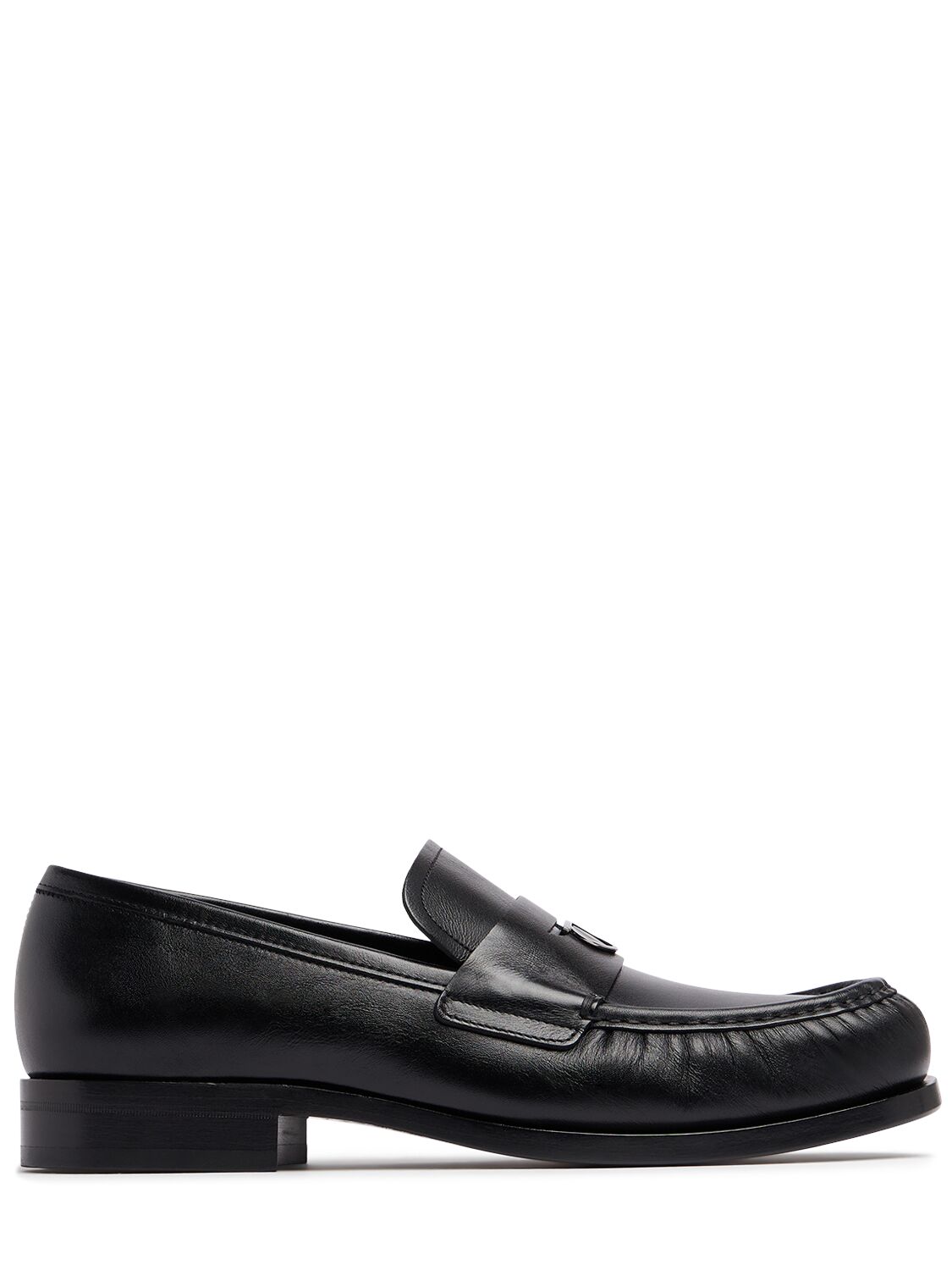 Ferragamo Delmo Embellished Leather Penny Loafers In Black