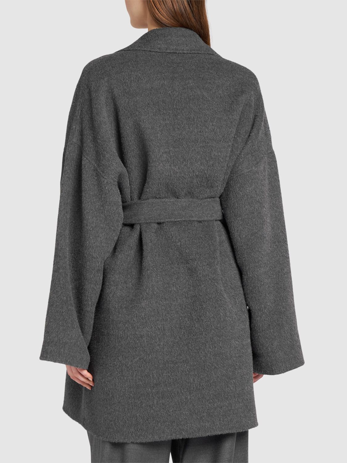 Shop Weekend Max Mara Nella Belted Wool & Alpaca Coat In Grey