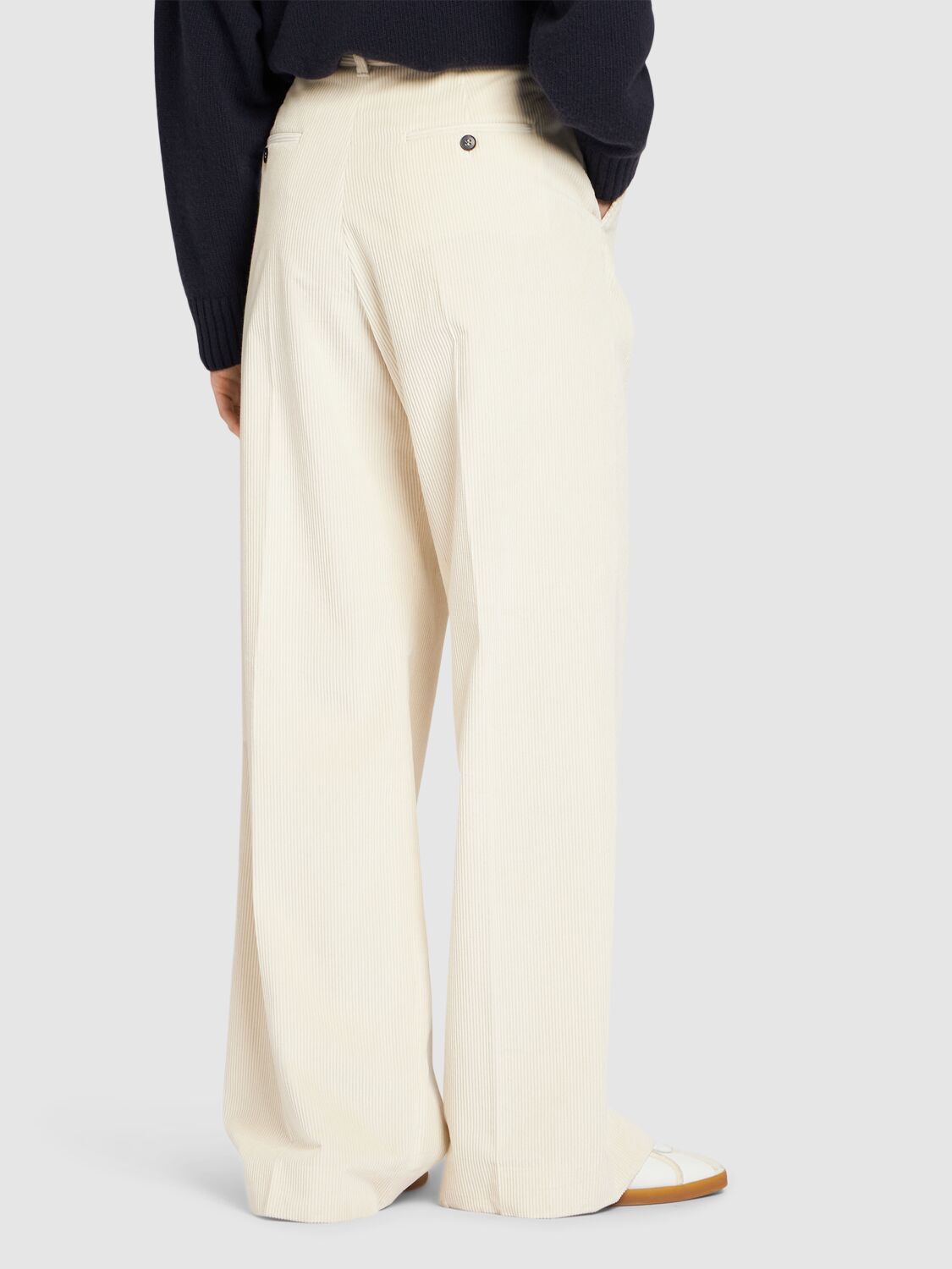 Shop Weekend Max Mara Tania Corduroy Wide Pants In Ivory