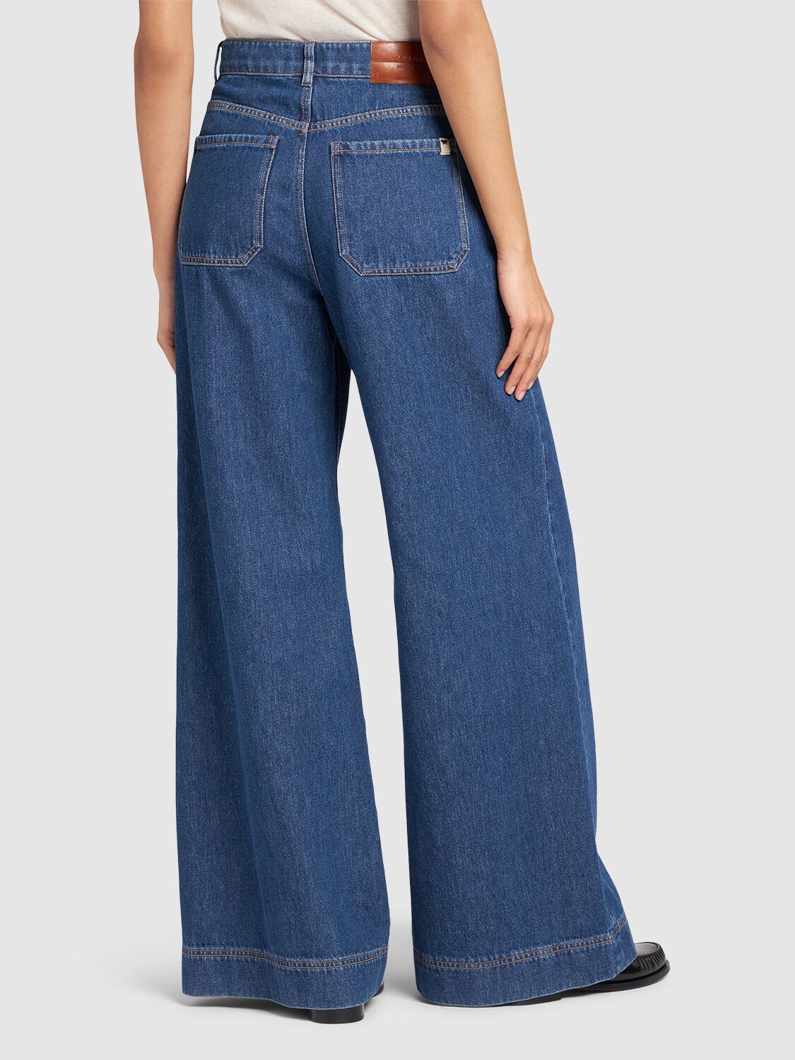 Shop Weekend Max Mara Vega Mid Rise Denim Wide Jeans In Blue