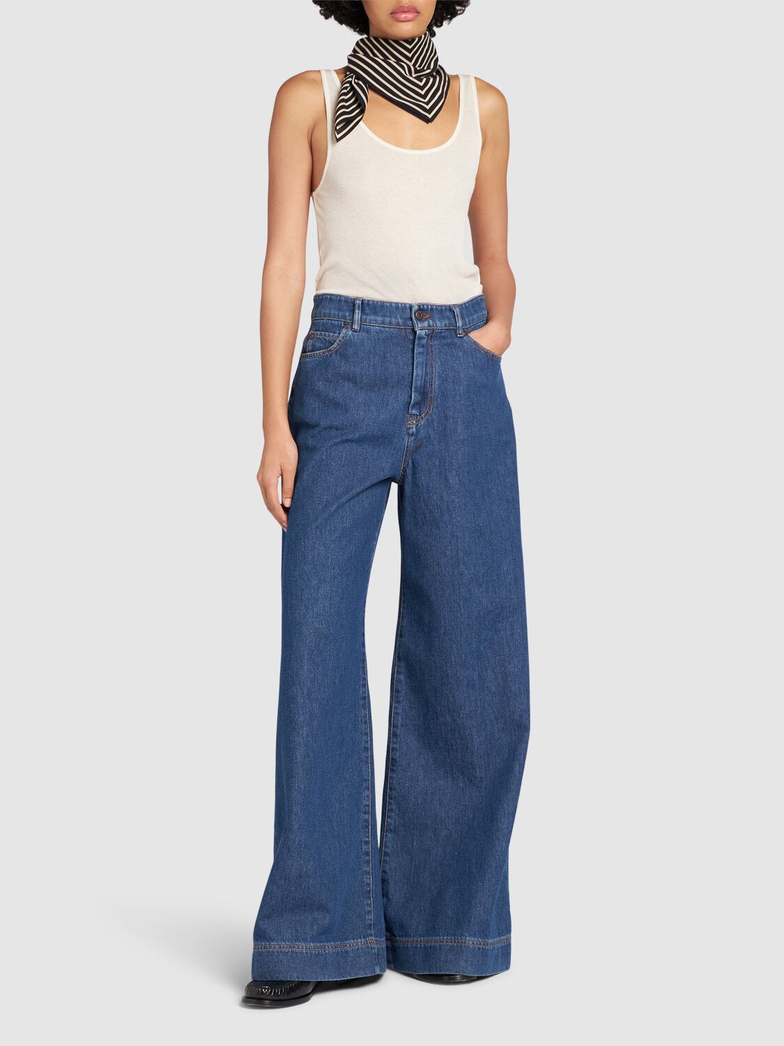 Shop Weekend Max Mara Vega Mid Rise Denim Wide Jeans In Blue