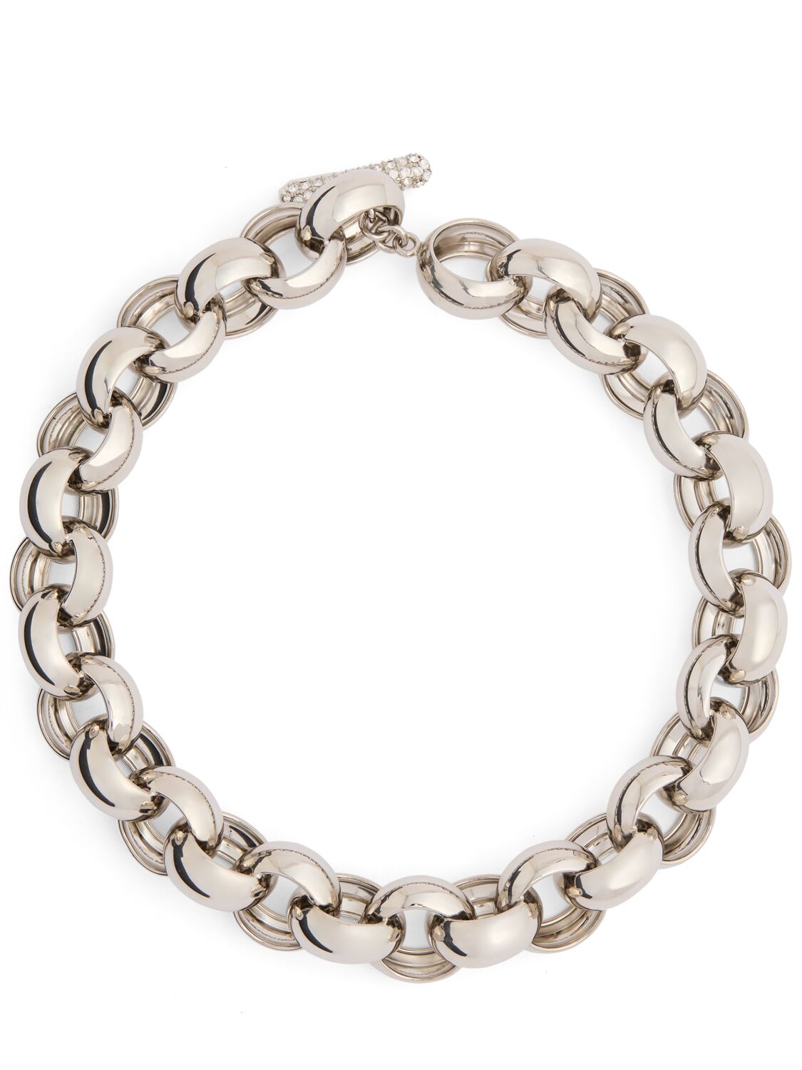 Marni Chunky Chain Necklace W/ Crystals In Metallic