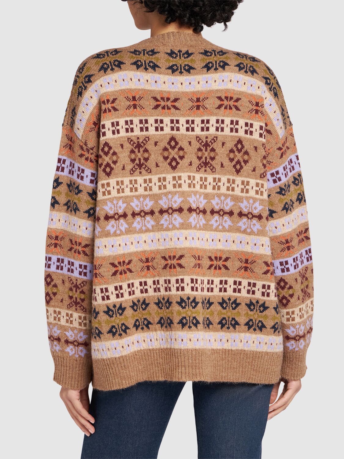 Shop Weekend Max Mara Eccelso Alpaca Blend Cardigan In Brown/multi