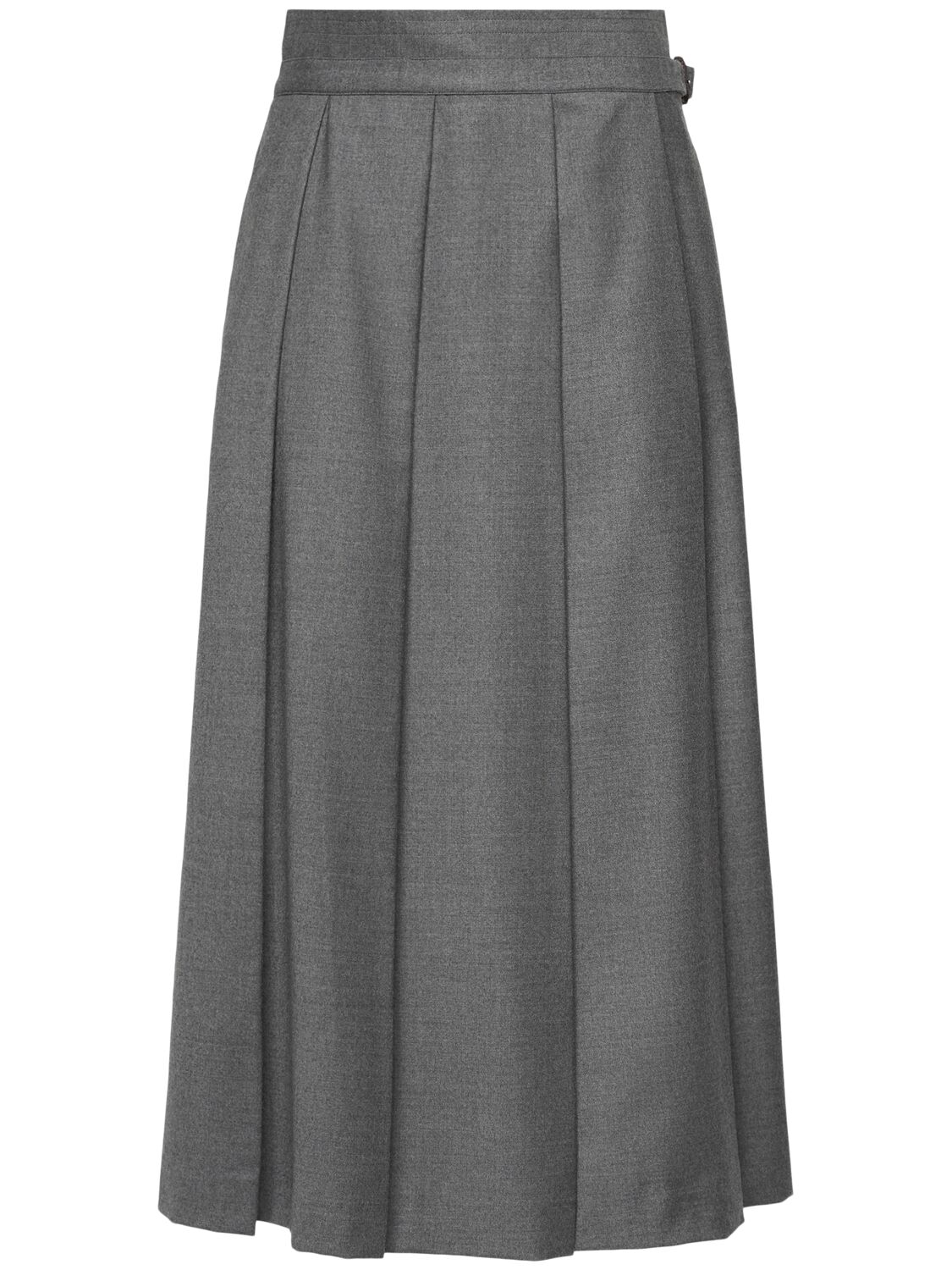 Weekend Max Mara Palk Pleated Wool Blend Midi Skirt In Gray