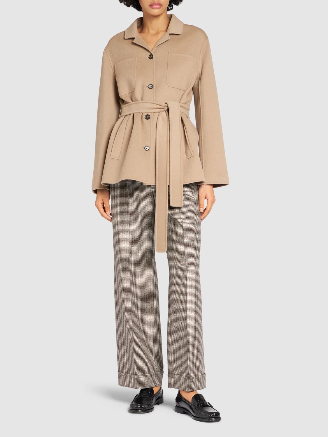 Shop 's Max Mara Lilly Houndstooth Straight Pants In Beige/black