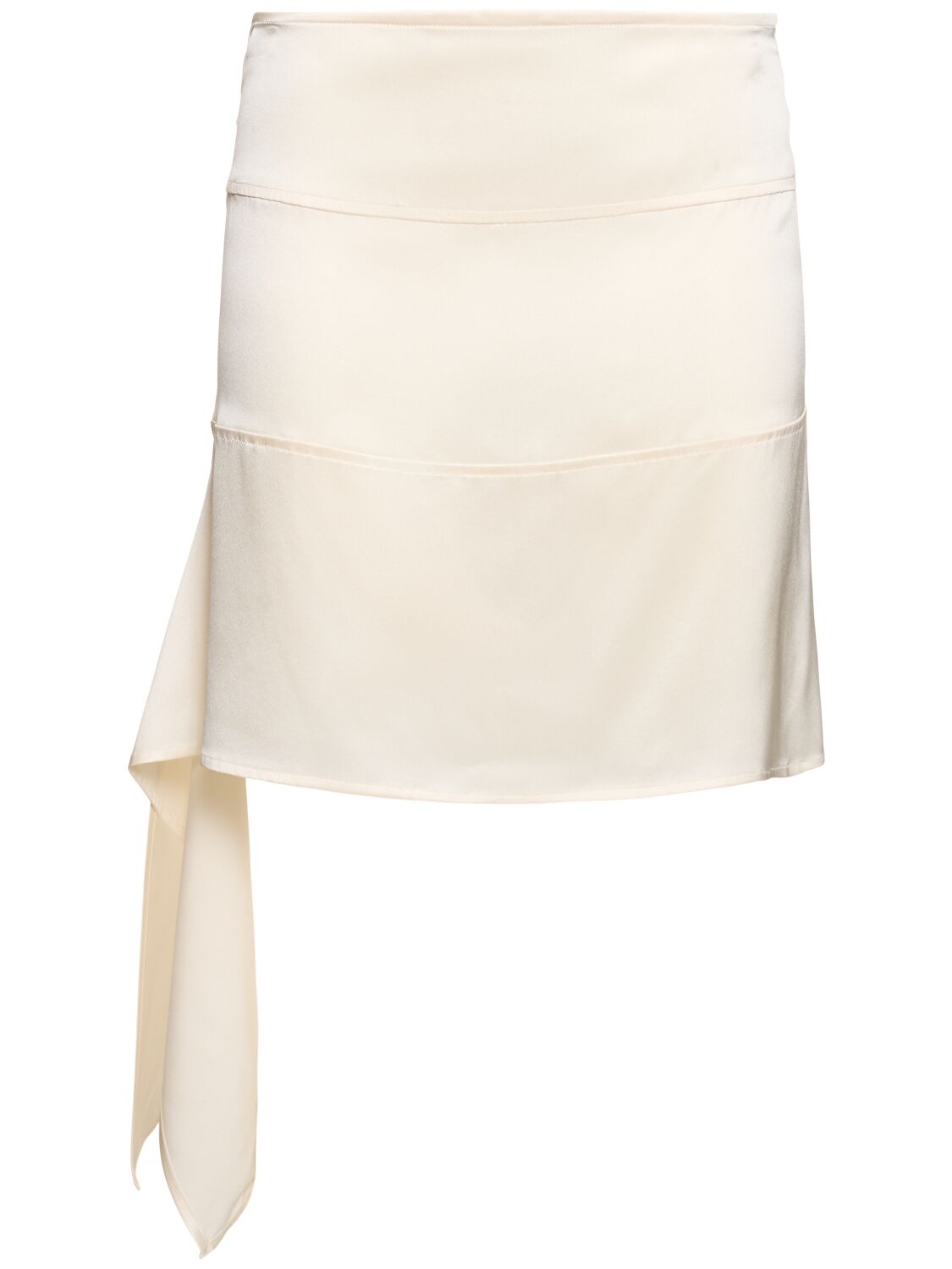 Ferragamo Stretch Silk Satin Mini Skirt In Ivory