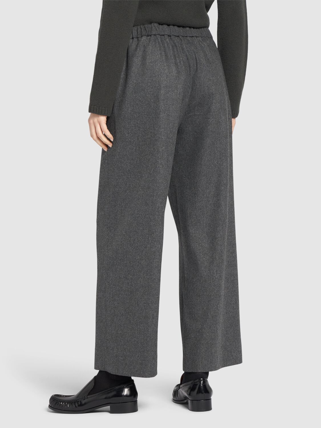 Shop 's Max Mara Floria Wool Blend Flannel Straight Pants In Grey