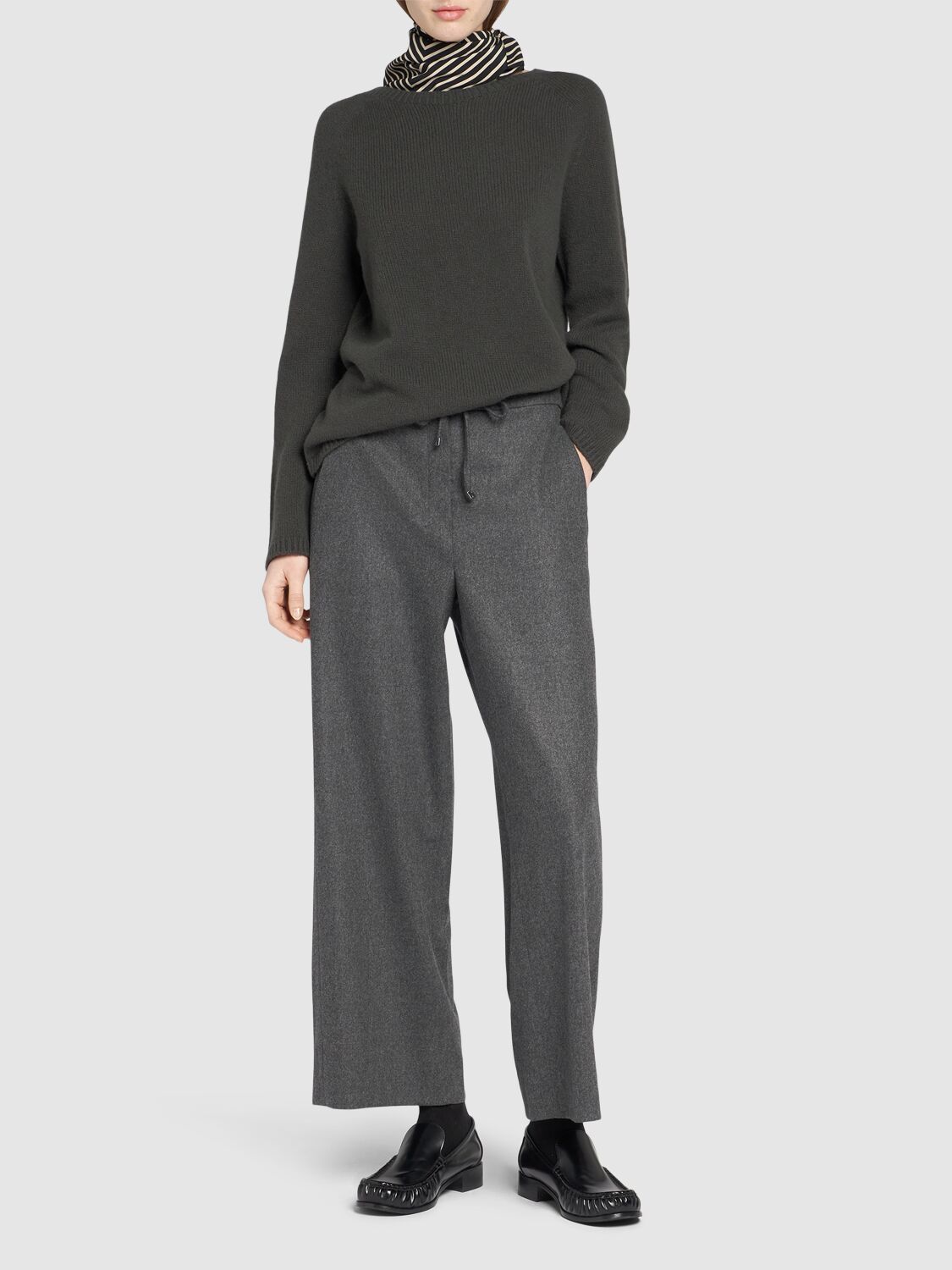 Shop 's Max Mara Floria Wool Blend Flannel Straight Pants In Grey