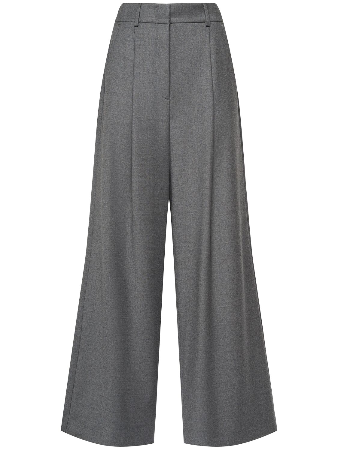 Weekend Max Mara Melodia Wool Blend Flannel Wide Trousers In Grey