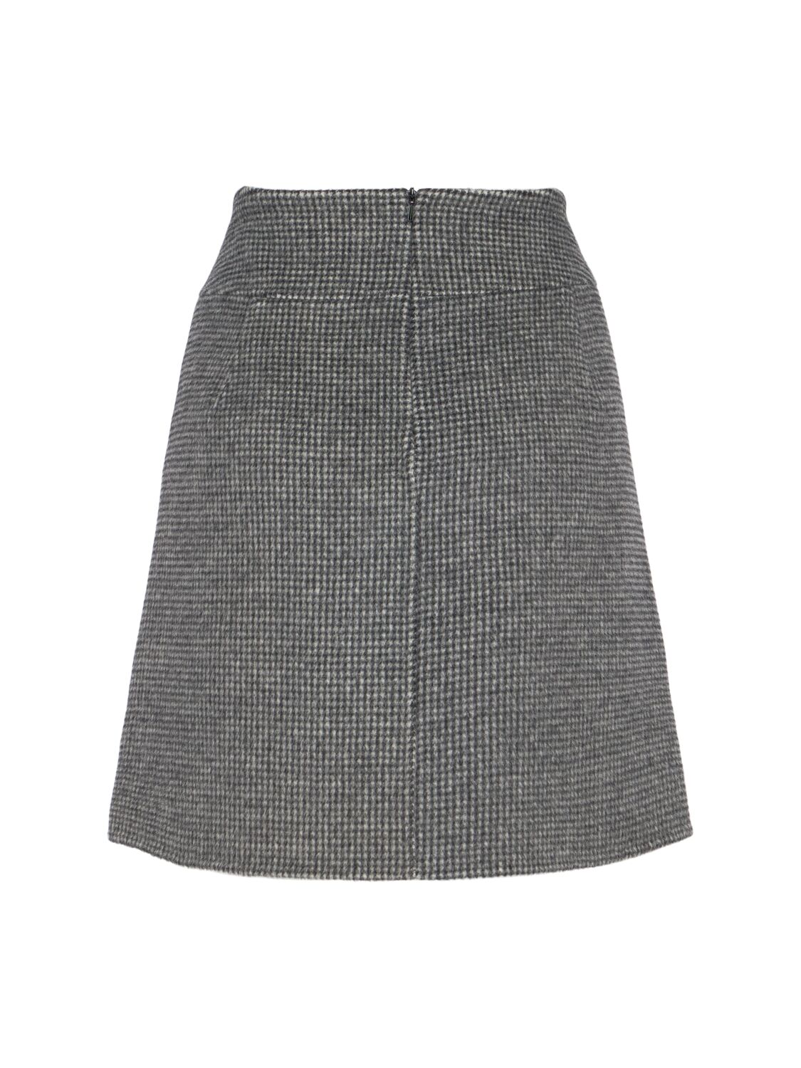 Shop 's Max Mara Stone Wool Blend Houndstooth Mini Skirt In Grey/black