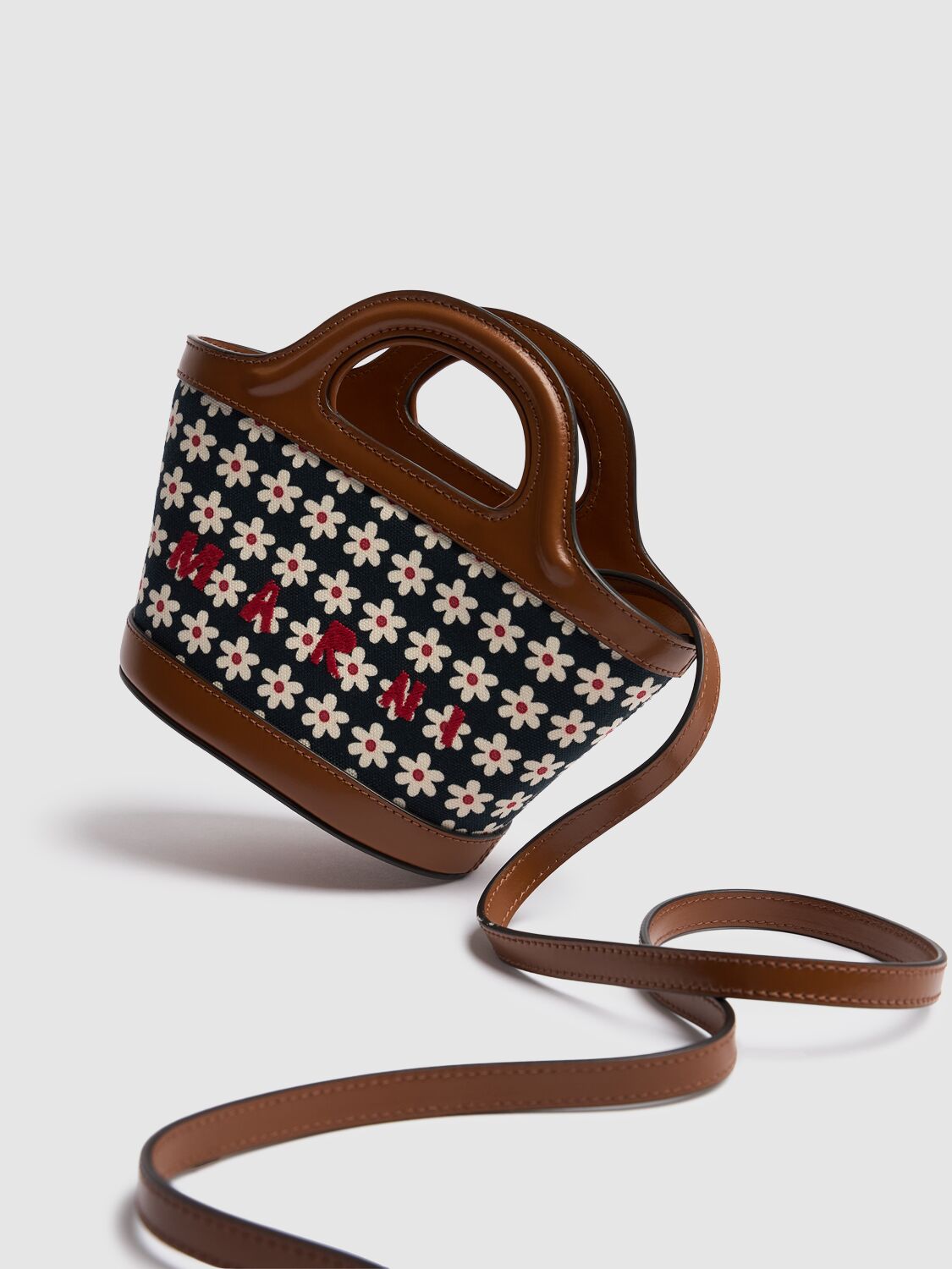 Shop Marni Micro Tropicalia Printed Canvas Bag In Red/white/black