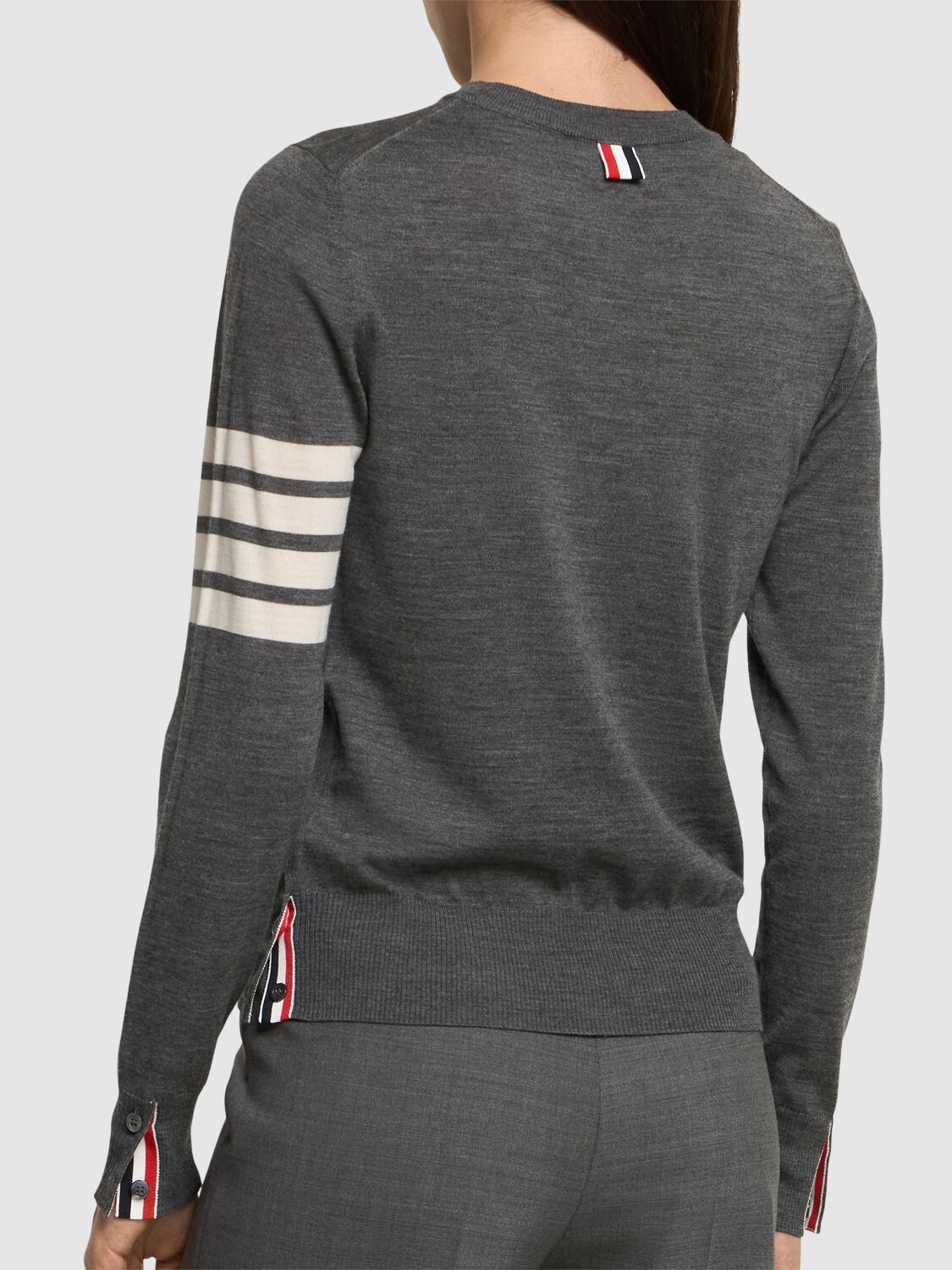 Shop Thom Browne Relaxed Fit Wool Sweater In Grey