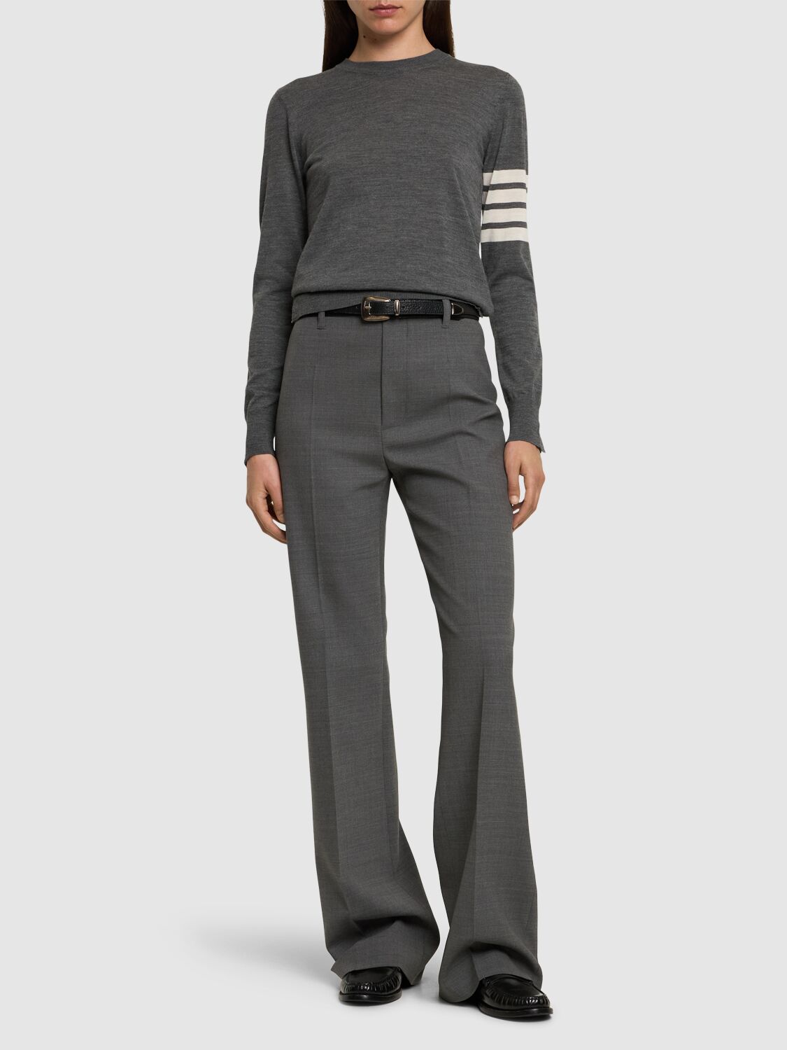 Shop Thom Browne Relaxed Fit Wool Sweater In Grey