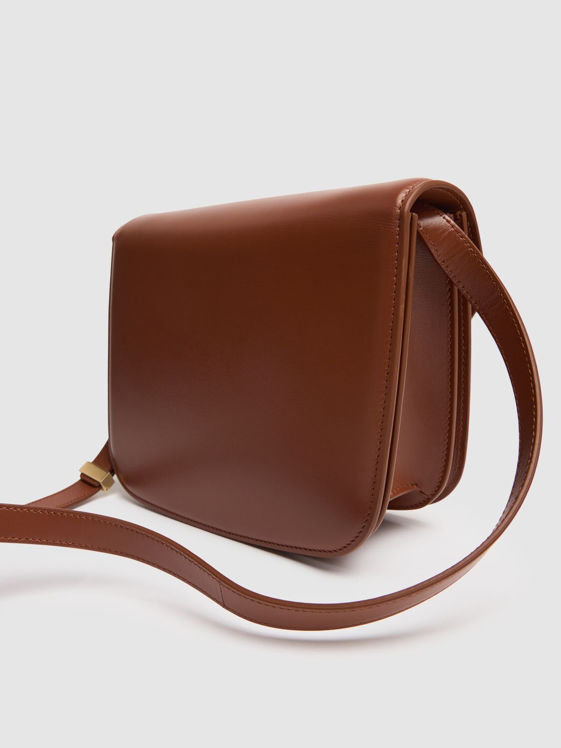 Shop Ferragamo Medium Fiamma Leather Shoulder Bag In Cognac