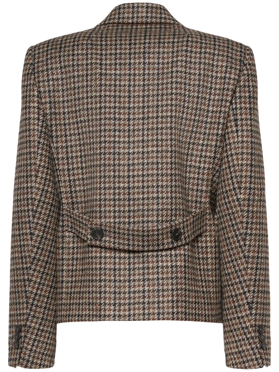 Shop Weekend Max Mara Nausica Wool Blend Houndstooth Blazer In Green/brown