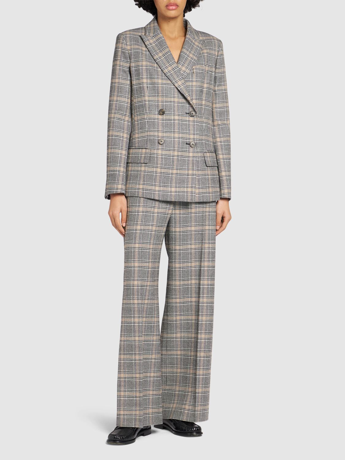 Shop Weekend Max Mara Rivolo Wool Blazer In Grey/multi