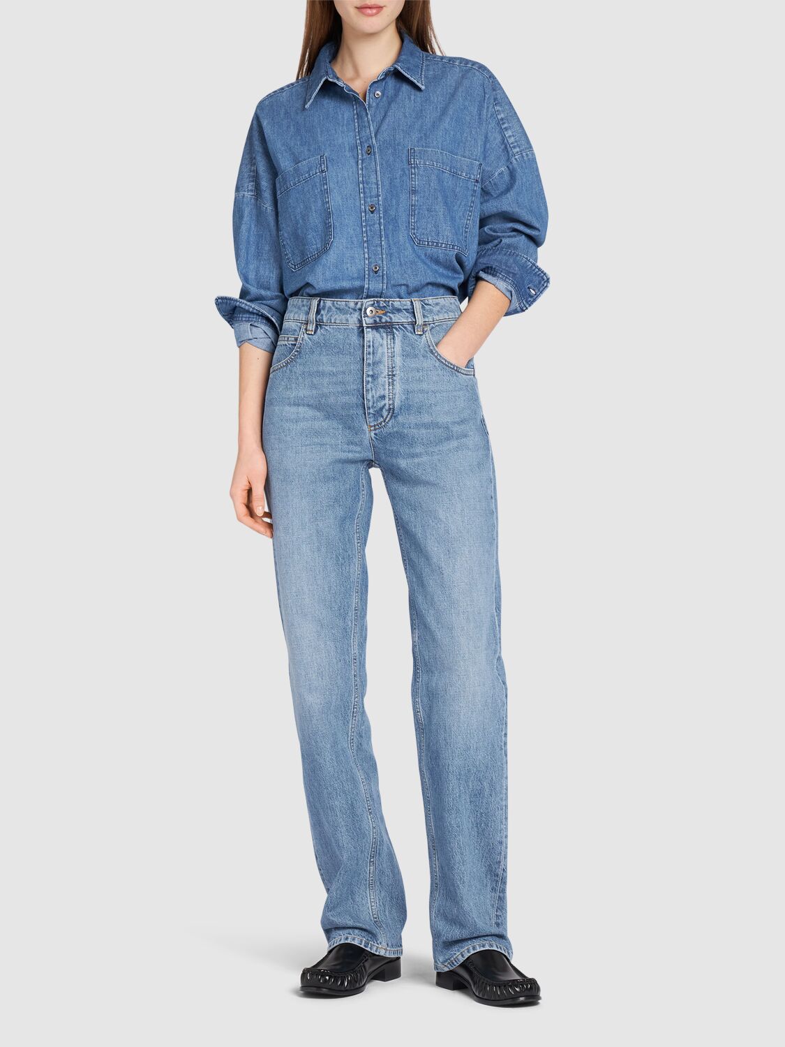 Shop Weekend Max Mara Landa Denim Shirt In Blue