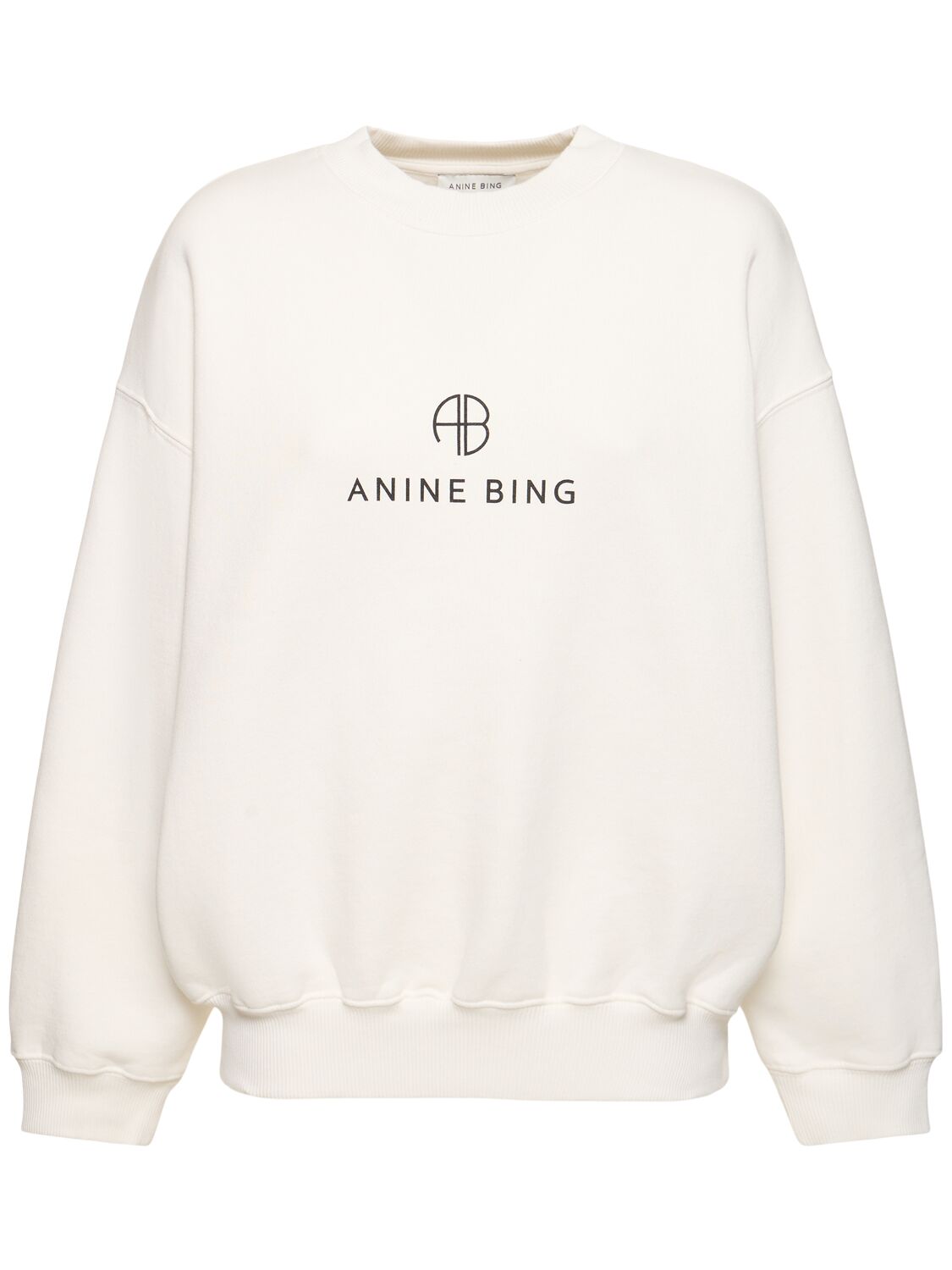 Anine Bing Jaci Monogram Cotton Blend Sweatshirt In Ivory
