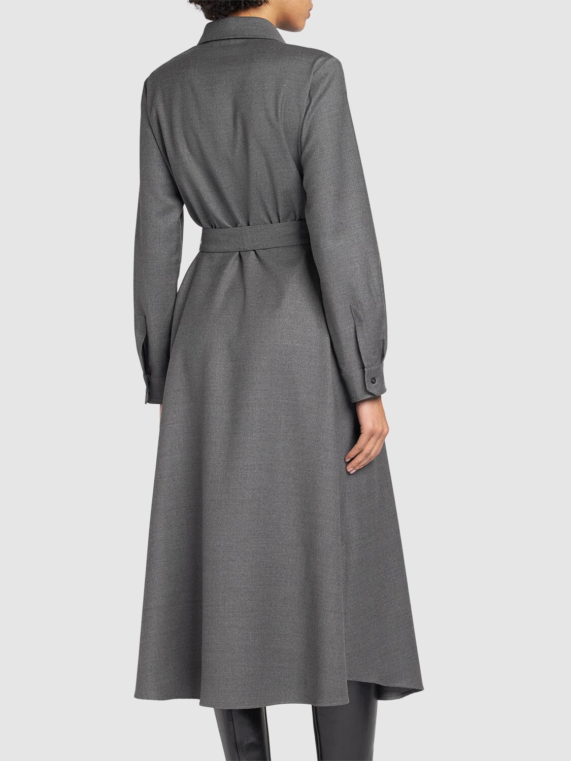 Shop Weekend Max Mara Etiopia Wool Blend Flannel Midi Dress In Grey