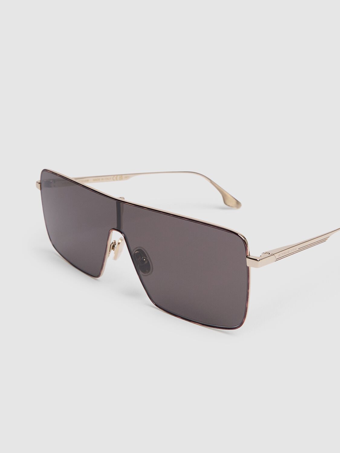 Shop Victoria Beckham V Line Metal Sunglasses In Gold/smoke