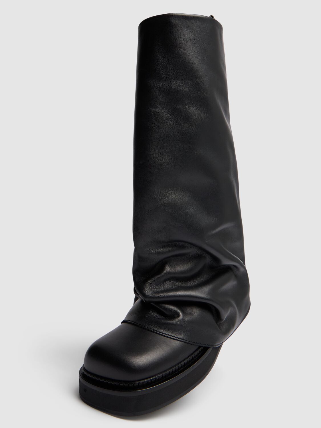 Attico Stylish Combat Boots With Square Toe Design In Black