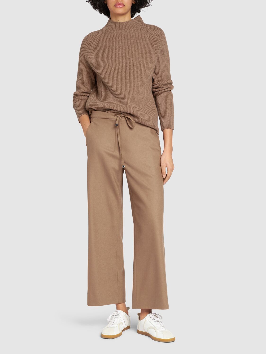 Shop 's Max Mara Floria Wool Blend Flannel Straight Pants In Brown