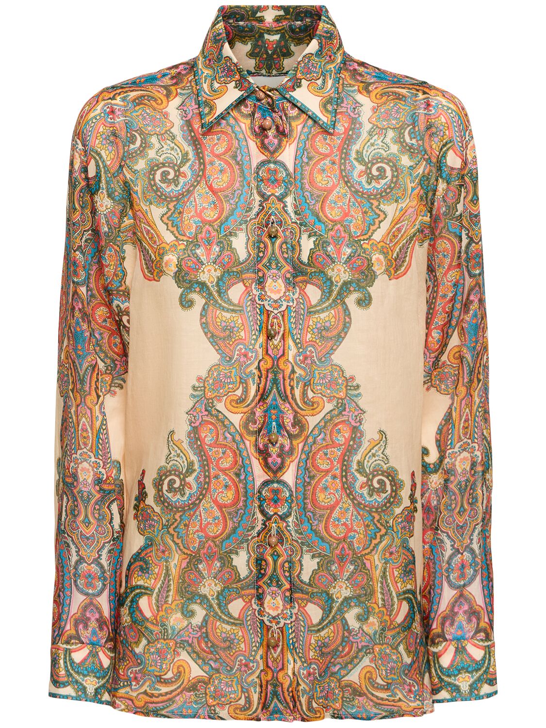 Image of Ottie Printed Ramie Oversized Shirt